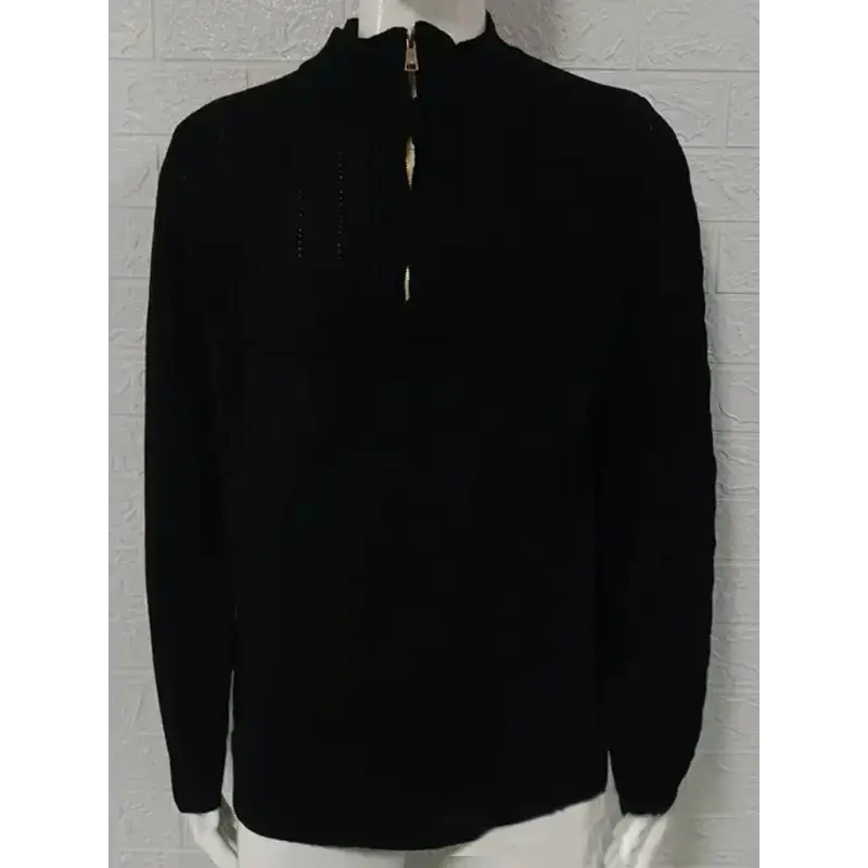 Men's new solid color zipper half turtleneck long sleeve sweater Nexellus