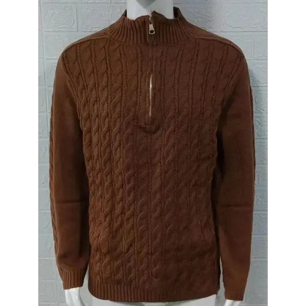 Men's new solid color zipper half turtleneck long sleeve sweater Nexellus