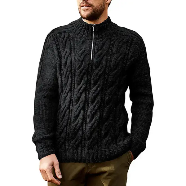 Men's new solid color zipper half turtleneck long sleeve sweater Nexellus