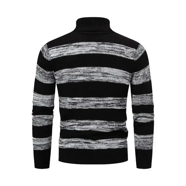 Men's new striped patchwork turtleneck slim fit sweater base layer Nexellus