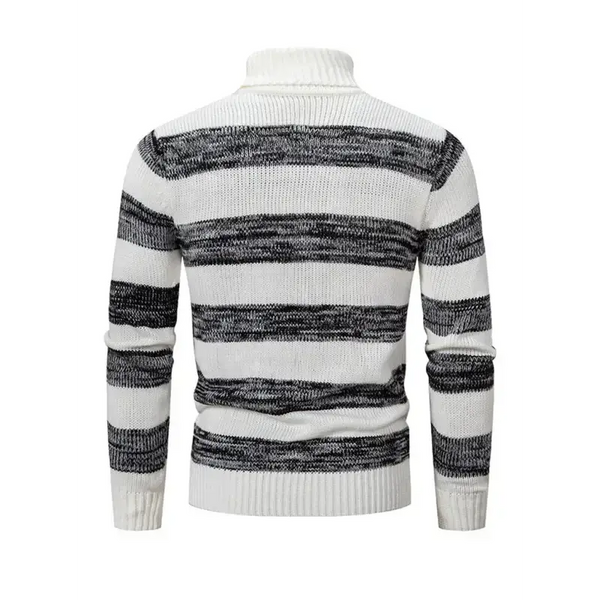 Men's new striped patchwork turtleneck slim fit sweater base layer Nexellus