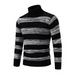 Men's new striped patchwork turtleneck slim fit sweater base layer Nexellus