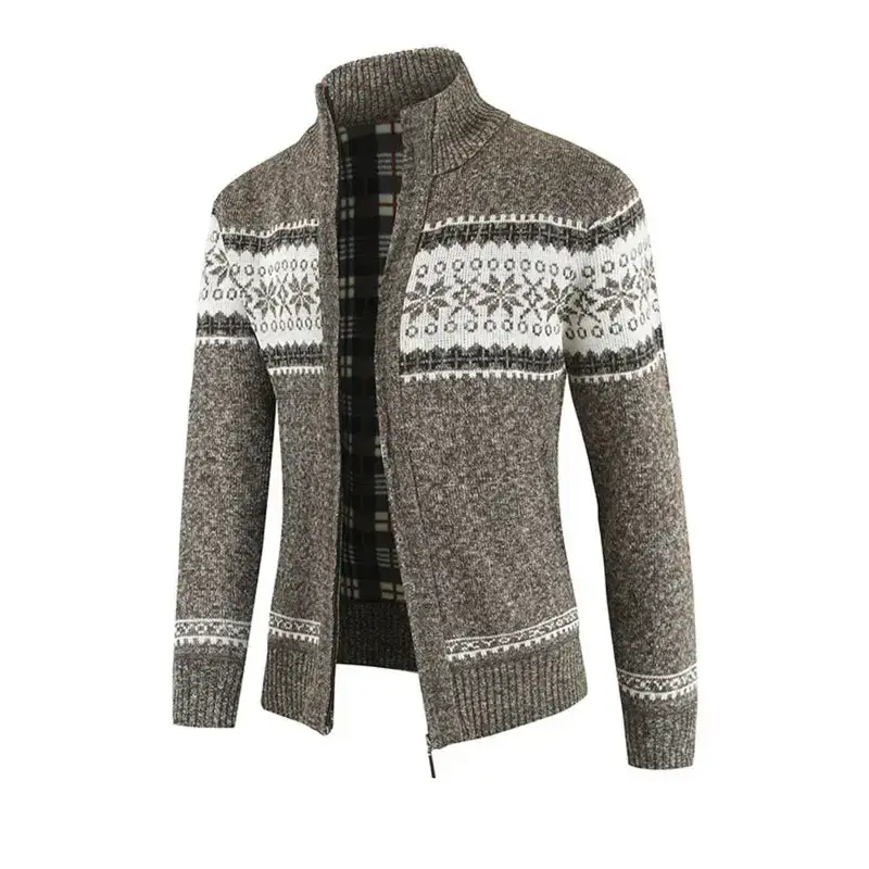 Men's new sweater cardigan colorblock standing collar sweater Nexellus