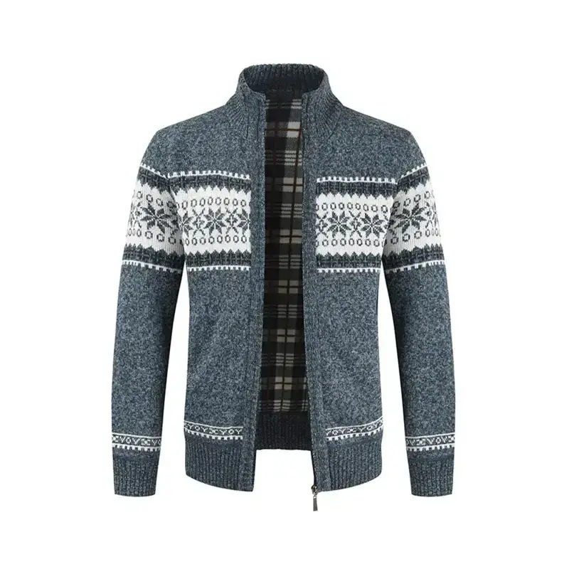 Men's new sweater cardigan colorblock standing collar sweater Nexellus