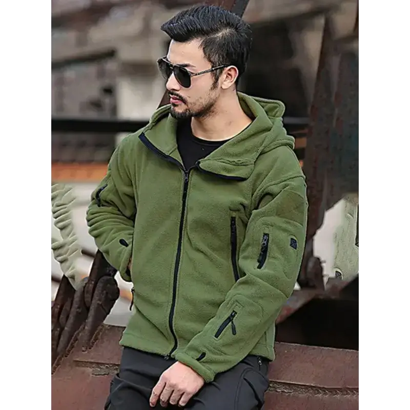 Men's outdoor warm liner fleece jacket cold-proof jacket wind hood Nexellus