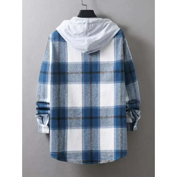 Men's plaid hooded casual jacket shirt coat Nexellus