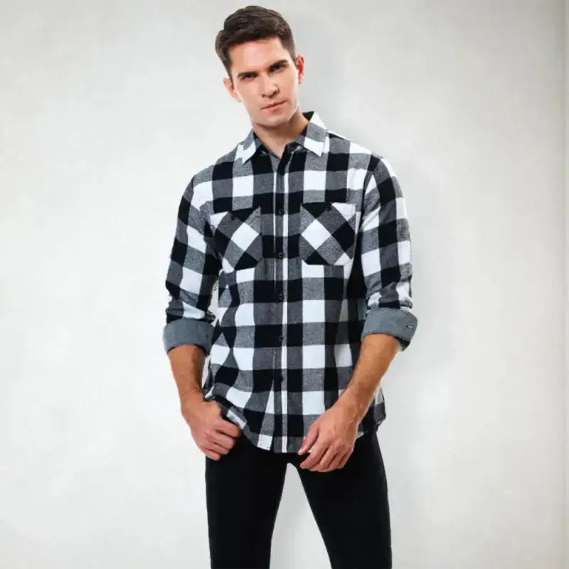 Men's plaid shirt flannel ground shirt Nexellus