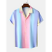 Men's rainbow colour short sleeve button-up camp shirt Nexellus