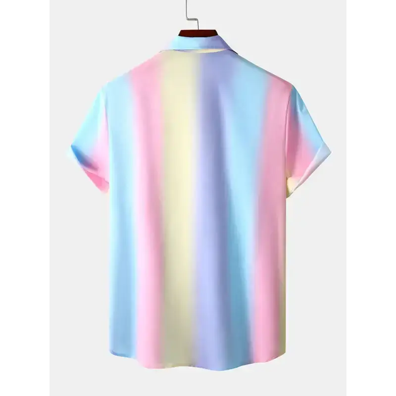 Men's rainbow colour short sleeve button-up camp shirt Nexellus