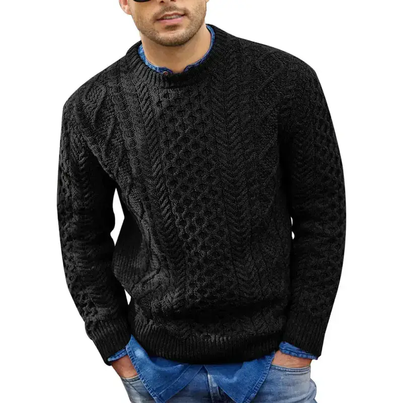 Men's round neck pullover knitted cable sweater Nexellus