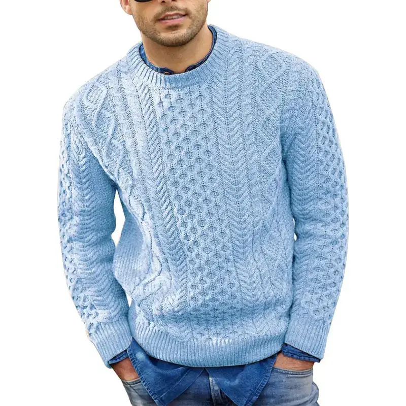 Men's round neck pullover knitted cable sweater Nexellus