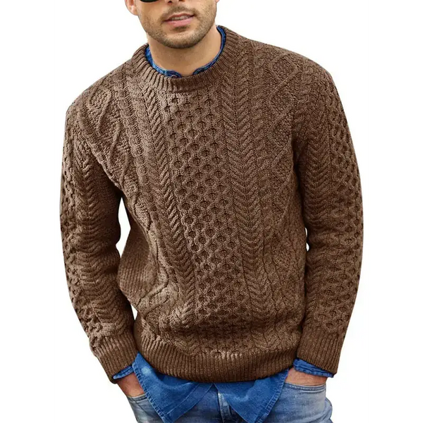 Men's round neck pullover knitted cable sweater Nexellus