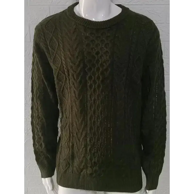 Men's round neck pullover knitted cable sweater Nexellus