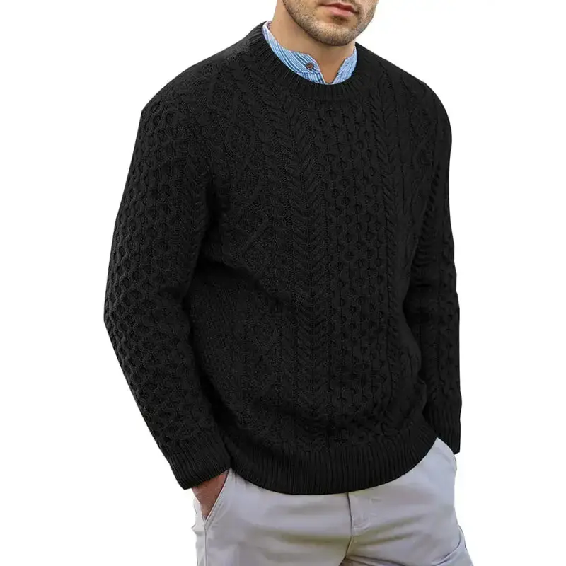 Men's round neck pullover knitted cable sweater Nexellus