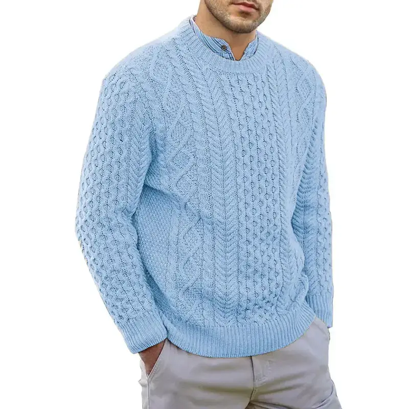 Men's round neck pullover knitted cable sweater Nexellus