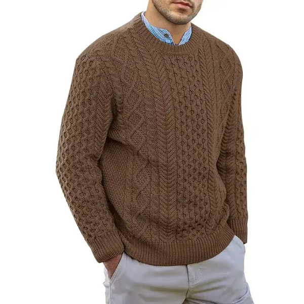 Men's round neck pullover knitted cable sweater Nexellus