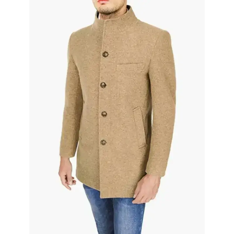 Men's slim woolen coat with stand collar Nexellus