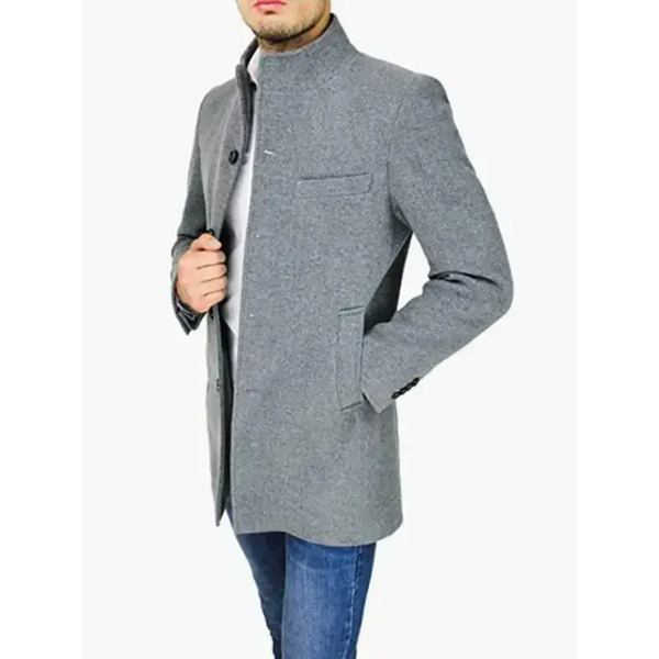 Men's slim woolen coat with stand collar Nexellus