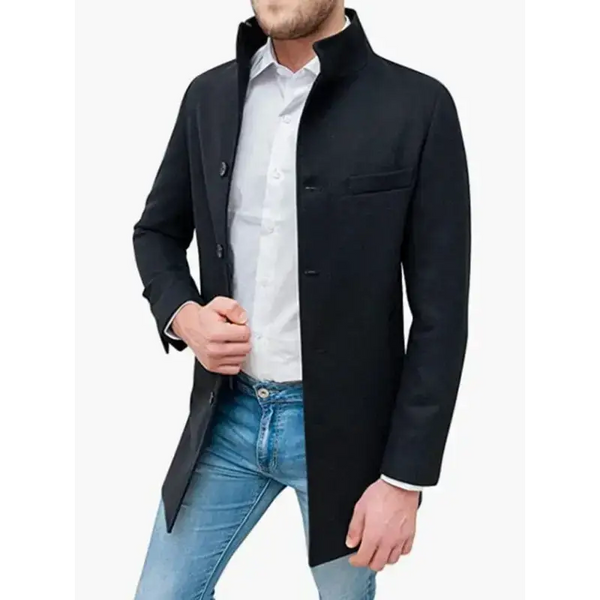 Men's slim woolen coat with stand collar Nexellus