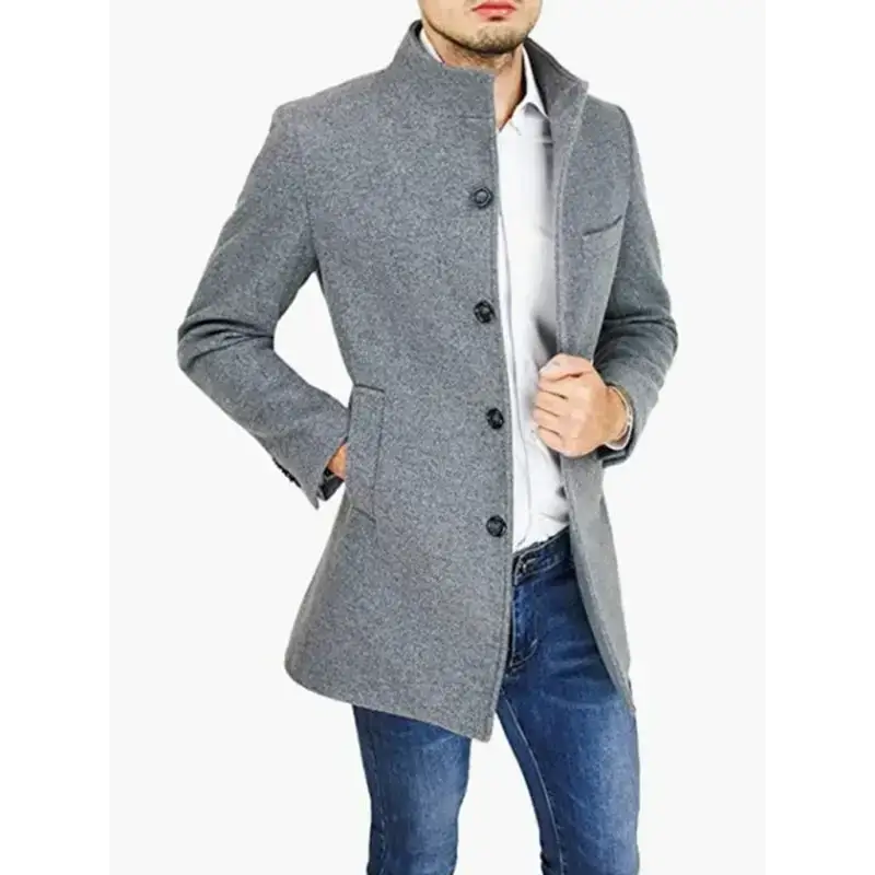 Men's slim woolen coat with stand collar Nexellus