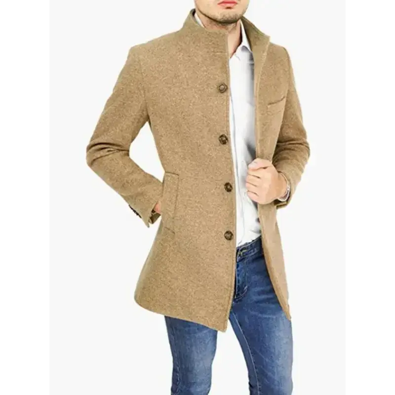 Men's slim woolen coat with stand collar Nexellus