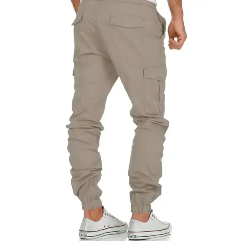 Men's solid color cargo pocket drawstring casual trousers Nexellus