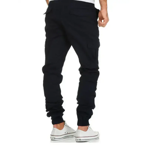 Men's solid color cargo pocket drawstring casual trousers Nexellus