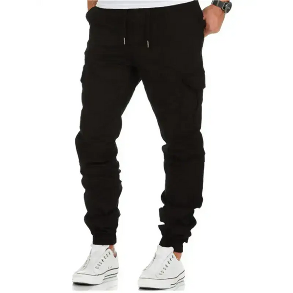 Men's solid color cargo pocket drawstring casual trousers Nexellus