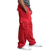 Men's solid color elastic waist multi-pocket loose fit cargo pants Nexellus