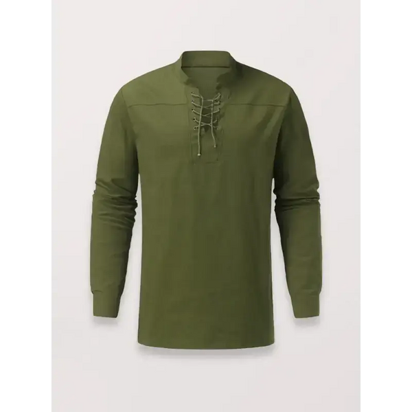 Men's solid color long sleeve lace-up rib sweater Nexellus