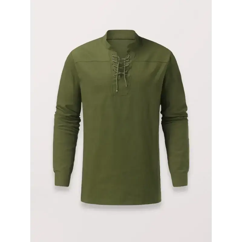 Men's solid color long sleeve lace-up rib sweater Nexellus