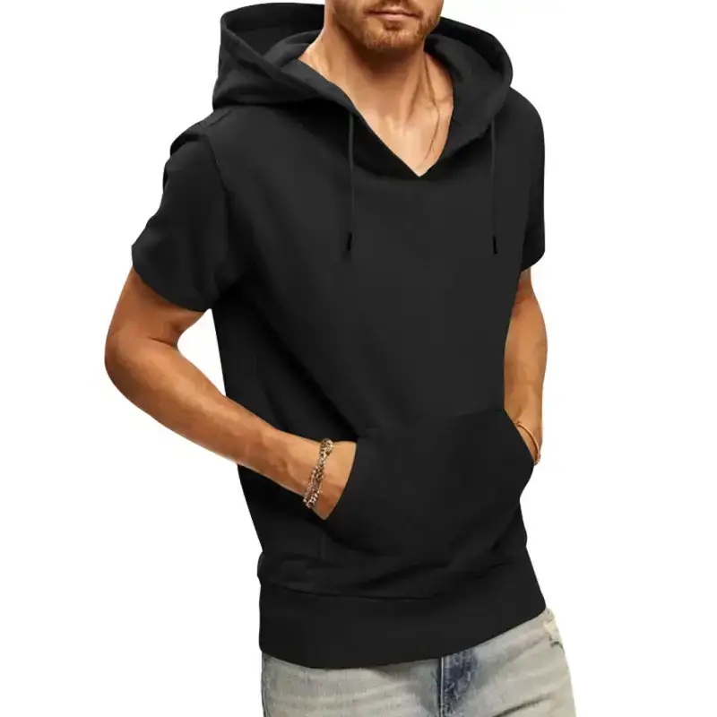 Men's solid color short sleeve hooded sweatshirt Nexellus