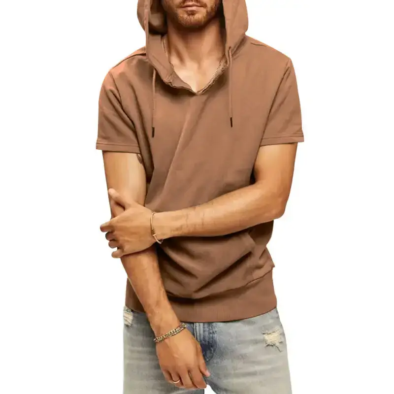 Men's solid color short sleeve hooded sweatshirt Nexellus