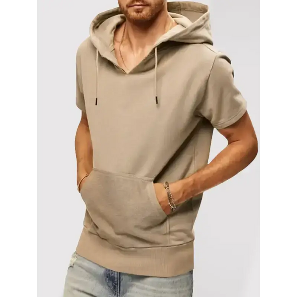 Men's solid color short sleeve hooded sweatshirt Nexellus