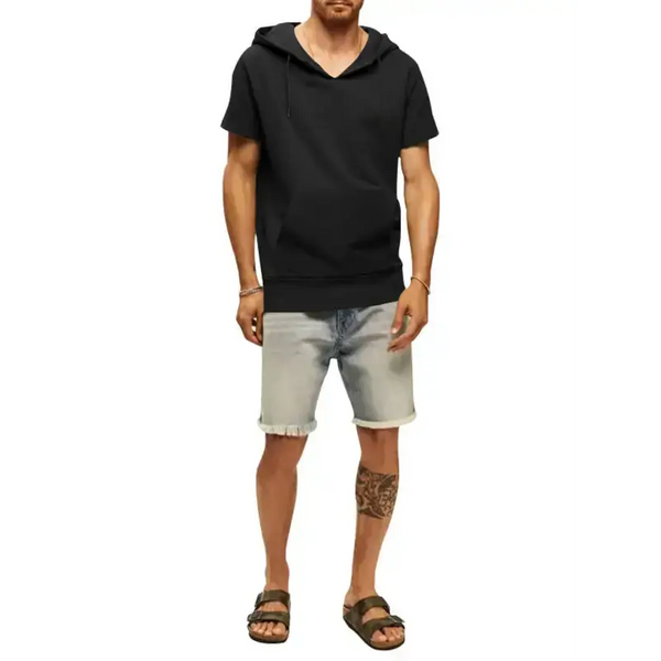 Men's solid color short sleeve hooded sweatshirt Nexellus