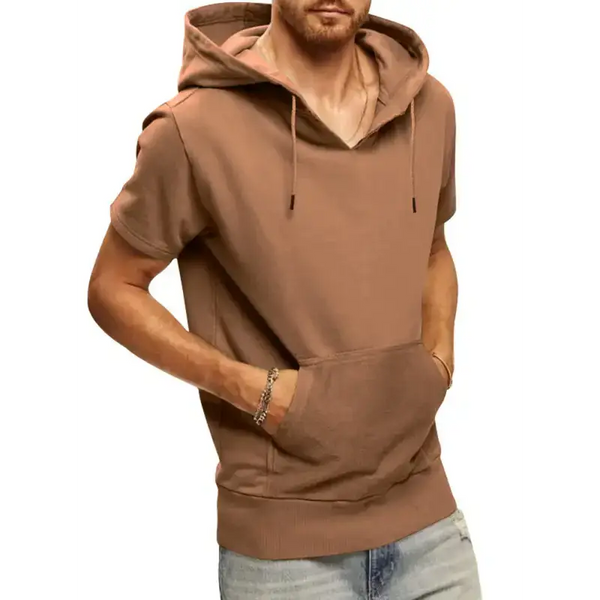 Men's solid color short sleeve hooded sweatshirt Nexellus