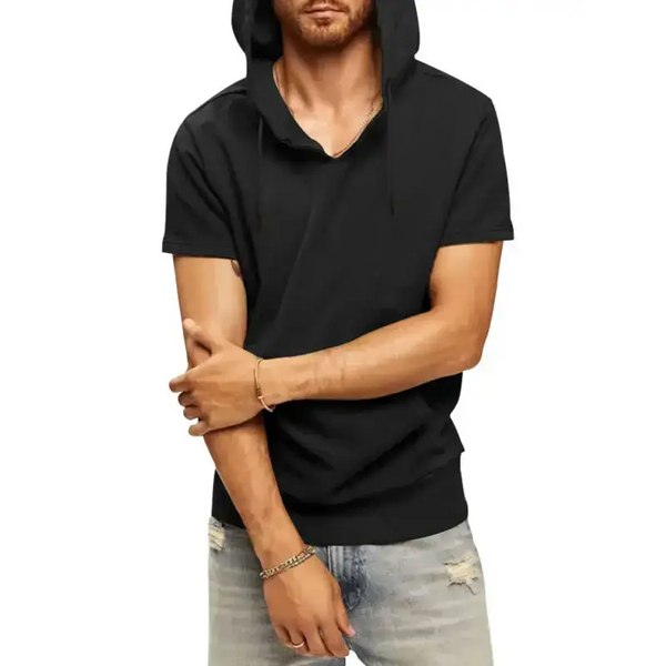 Men's solid color short sleeve hooded sweatshirt Nexellus