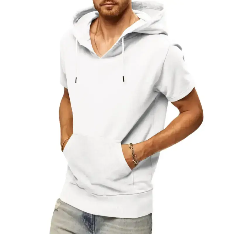 Men's solid color short sleeve hooded sweatshirt Nexellus