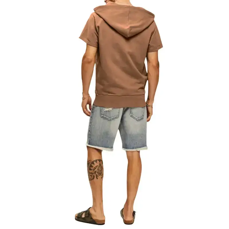 Men's solid color short sleeve hooded sweatshirt Nexellus