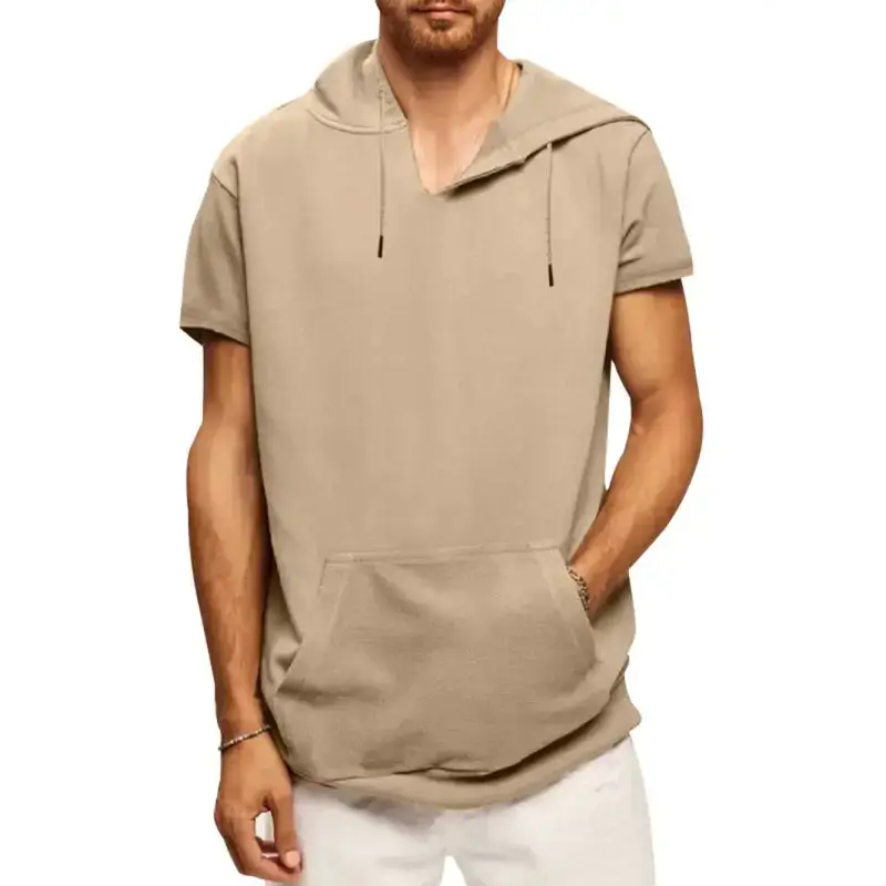 Men's solid color short sleeve hooded sweatshirt Nexellus