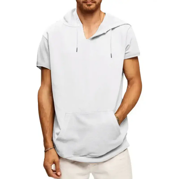 Men's solid color short sleeve hooded sweatshirt Nexellus