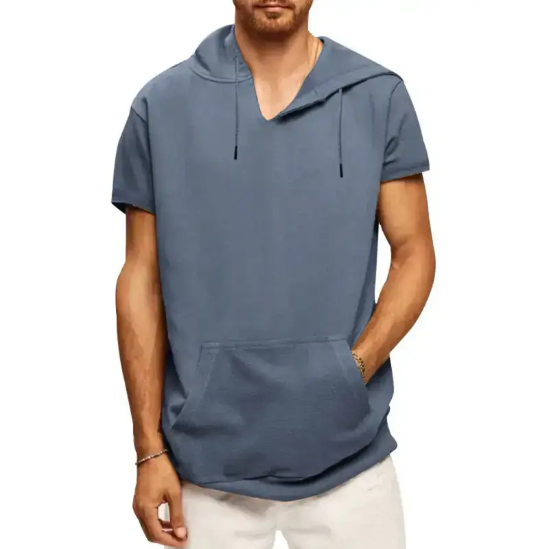 Men's solid color short sleeve hooded sweatshirt Nexellus