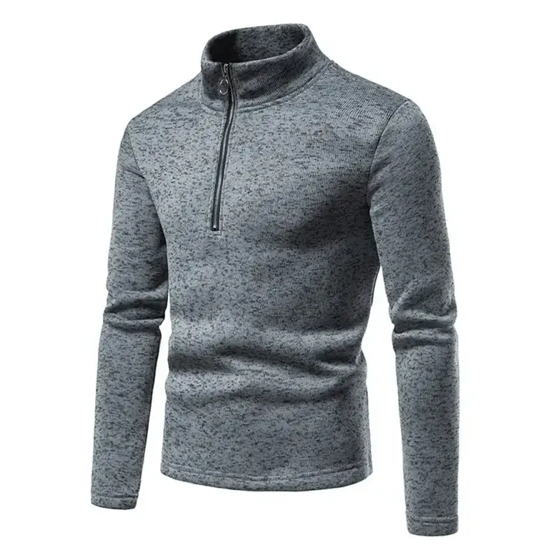 Men's solid color turtleneck zipper long sleeve sweatshirt Nexellus