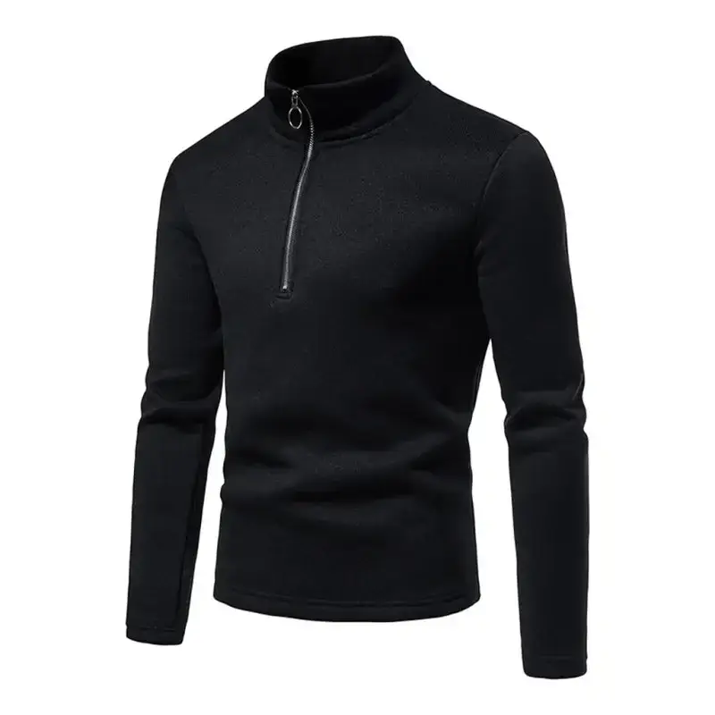 Men's solid color turtleneck zipper long sleeve sweatshirt Nexellus