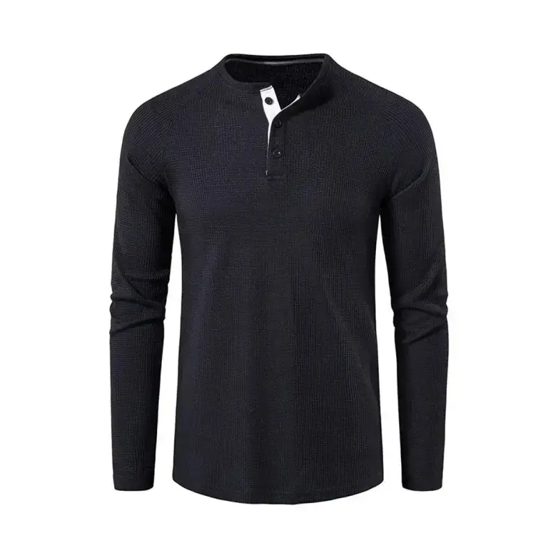 Men's solid color waffle knit henley Nexellus