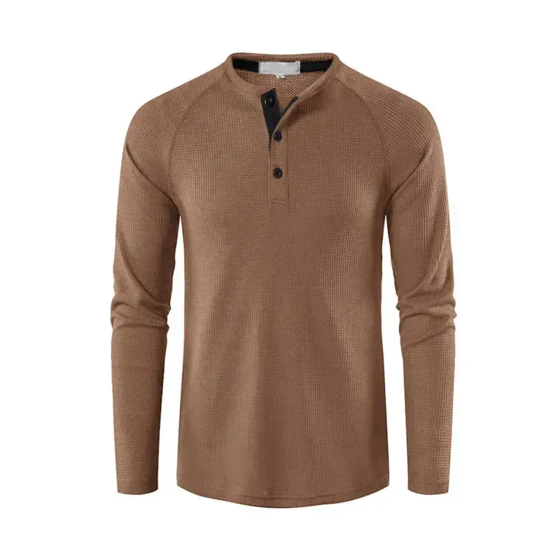 Men's solid color waffle knit henley Nexellus