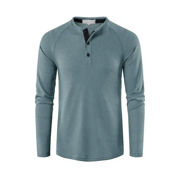 Men's solid color waffle knit henley Nexellus