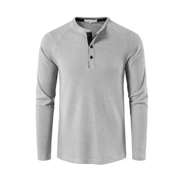 Men's solid color waffle knit henley Nexellus