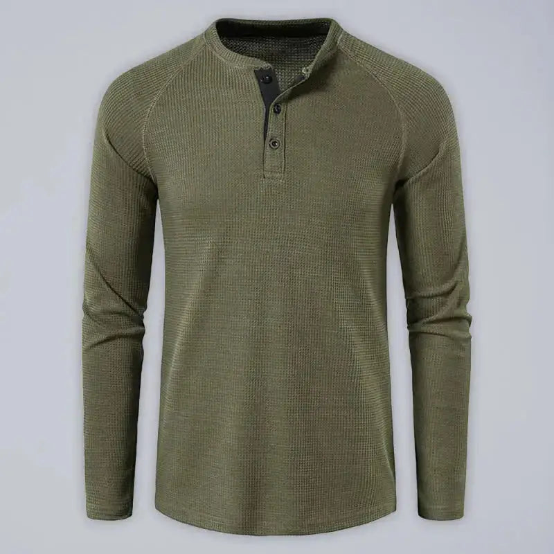 Men's solid color waffle knit henley Nexellus