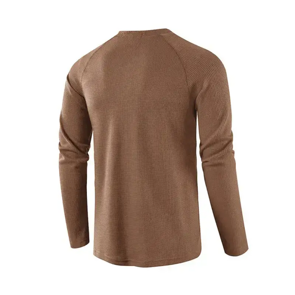 Men's solid color waffle knit henley Nexellus